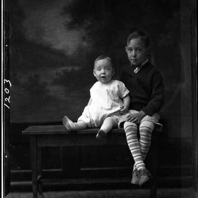 Photograph of Two Children for Mrs. R.H. Hung - October 1929 - Negative