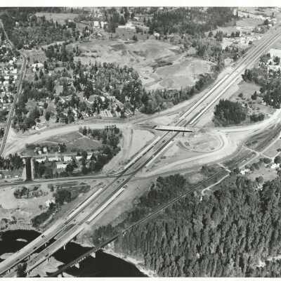 Aerial View of Park Place and McLoughlin Overpass, I205 1969