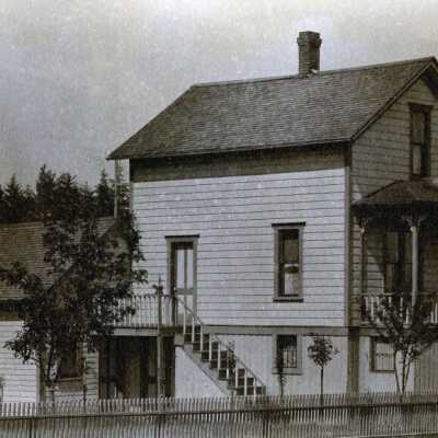 Home of Annie and Frank Busch.  About 1890.: Copyright: None; Origsize: 3"x5"; Origformat: Print-Photographic