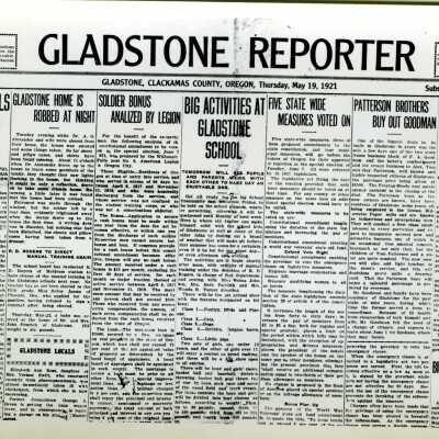 Front Page of Gladstone Reporter, Thursday, May 19, 1921