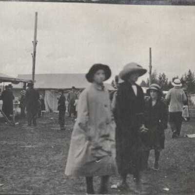 Men and women at outdoor event - possibly a fair - circa 1913-1915 -Print, photographic
