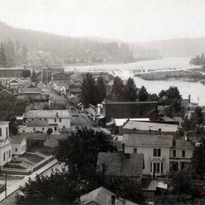 Oregon City from Courthouse Tower. 1885.: Copyright: None; Origsize: 5" x 10"; Origformat: Print-Photographic