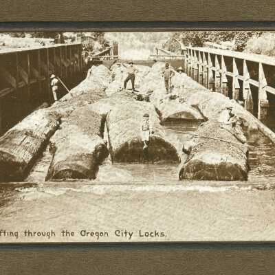 Willamette Falls Locks with Log Raft