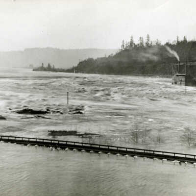1943 Flood - Willamette Falls - "Station A" and "T. W. Sullivan Plant" - Oregon City