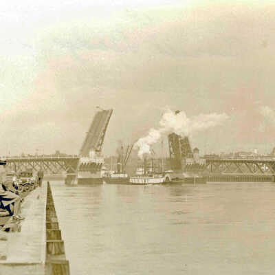 1922 Flood - Burnside Bridge from the Seawall - Portland, Oregon