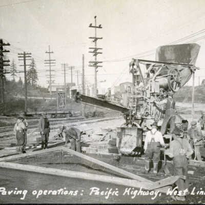 Concrete paving operations on Pacific Highway, (C): Origsize: 3" x 5"; Origformat: Print-Photographic