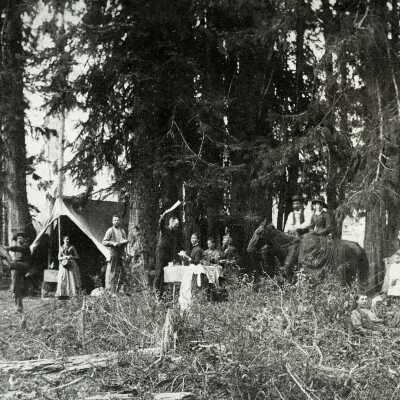 Camping at Summit Meadows on Mt. Hood, 1800's