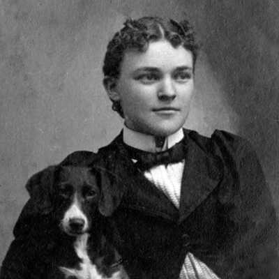 Ethel Cheney and Dog (G): Copyright: None; Origsize: 2" x 2"; Origformat: Print-Photographic