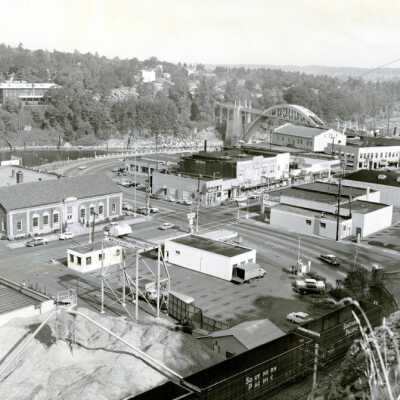 Oregon City from the Bluff at 4th Street Looking Northwest.: Copyright: None; Origsize: 8" x 10"; Origformat: Print-Photographic
