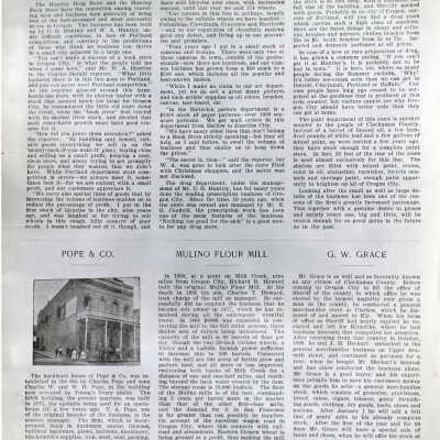 Huntley, Pope & Co., Mulino Flour Mill, and G.W. Grace Articles.