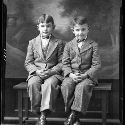 Photograph of two boys for F.B. Wilson - December 1929 - Negative
