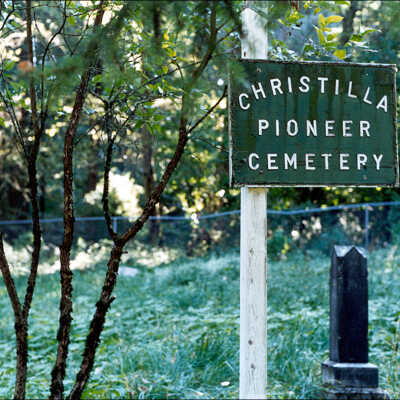 Happy Valley - Christilla Pioneer Cemetery Sign - aka Deardorff Cemetery