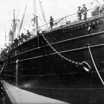 2nd Oregon Volunteer Company I, City of Sydney ship, San Francisco, CA, 1899.