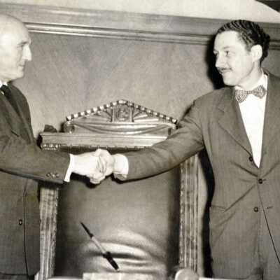 Judges Earl Latourette and Ralph Holman: Copyright: Clackamas County Historical Society; Origsize: 4" x 6"; Origformat: Print-Photographic