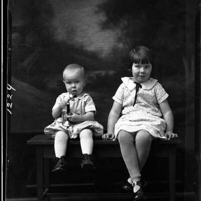 Photograph of Two Children - November 1929 - Negative