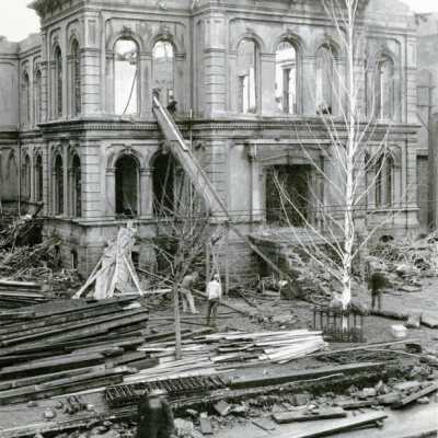 Dismantling Clackamas County Courthouse, 1935.: Copyright: Clackamas County Historical Society; Origsize: 4" x 6"; Origformat: Print-Photographic