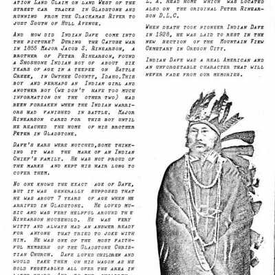 Indian Dave Rinearson Story , Shoshone Tribe, Clackamas County.: Copyright: Clackamas County Historical Society; Origsize: 8x10; Origformat: Print-Photographic