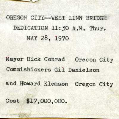 I-205 Bridge Dedication 1970: Copyright: none; Origsize: 9.5" x 7.5"; Origformat: Print-Photographic; Resolution: 800 DPI