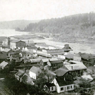 Oregon City 1876 - Looking South to the Falls from 5th Street Steps.