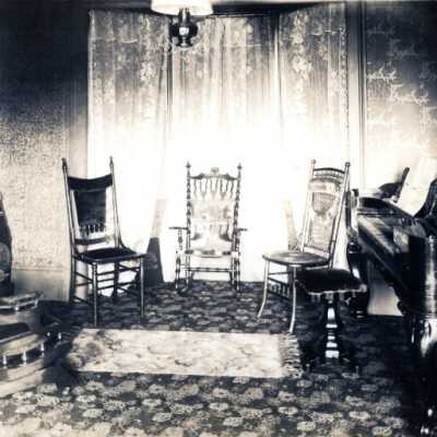 Steven's House, East End of Parlor, 1895: Copyright: None; Origsize: 5"x7"; Origformat: Print-Photographic