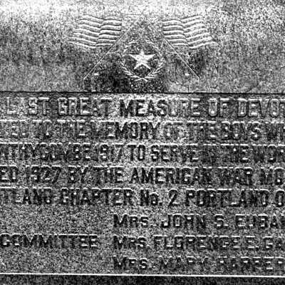Soldiers Monument, World War I. Photo taken 1971.