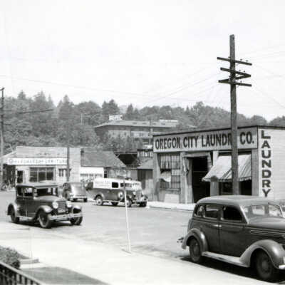 Oregon City 1939 - Looking North at 5th and Main Street