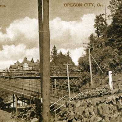 Seventh Street Steps with Eastham Mansion in Background. 1909.: Copyright: None; Origsize: 4" x  6"; Origformat: Print-Photographic