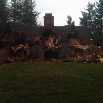 Chief Obie Lodge (Boy Scout Lodge) during  Demolition.: Origformat: Other