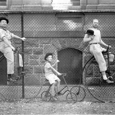 Oregon City Territorial Days - Men and Boy on Bicycles