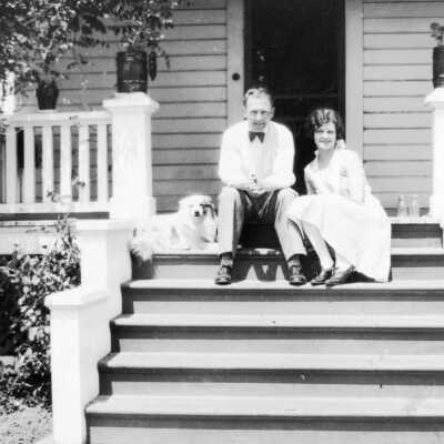 C)  Couple on Porch;: Copyright: None; Origsize: 2" x 3"; Origformat: Print-Photographic