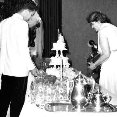Josie Barnett, photographer at wedding and radio station KGON.: Copyright: Clackamas County Historical Society; Origsize: 5X7; Origformat: Print-Photographic