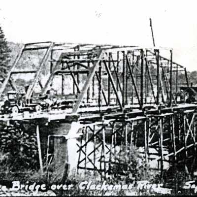 Construction of Car Bridge across Clackamas River at Park Place.