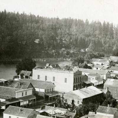 Oregon City 1874 - Showing Charles Pope Hardware and Hall - Corner of 4th and Main Streets