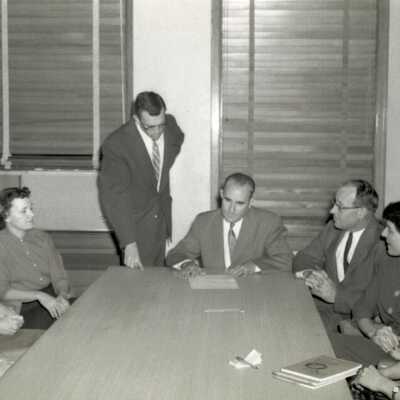 Winston Bradshaw, D. A., with Clackamas County Grand Jury, 1956.: Copyright: None; Origsize: 8" x 10"; Origformat: Print-Photographic