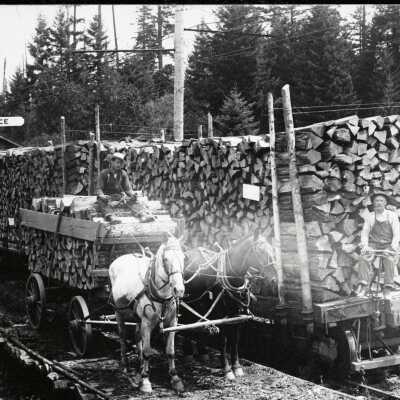 Loading Cord Wood at Wallace Station