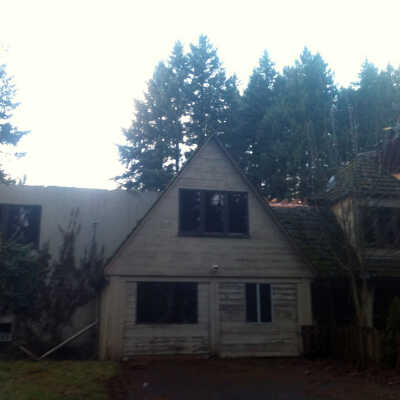 Chief Obie Lodge (Boy Scout Lodge) During Demolition. .
