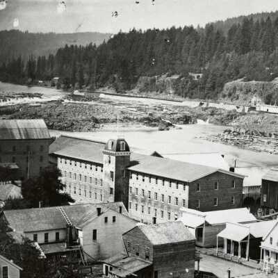 Willamette Falls 1874 - Oregon City Main Street and Willamette Locks