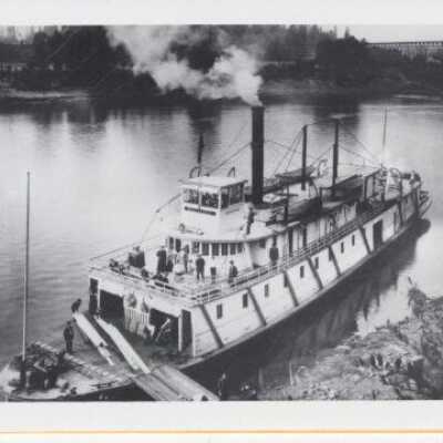 Steamboat "Modoc" 1907 - Wilsonville Landing, Oregon - Railroad Bridge in Background