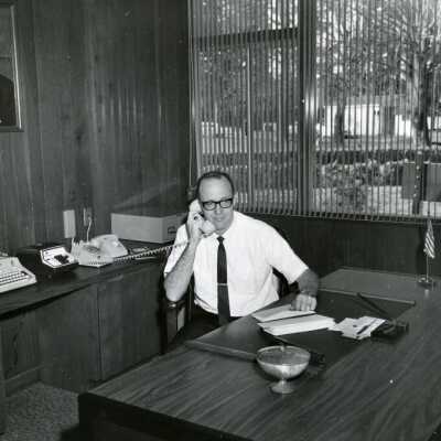 Man at Desk. 1960s: Origformat: Print-Photographic
