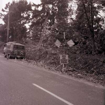 Columbus Day Wind Storm Aftermath, Telephone Workman.
