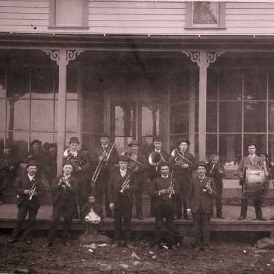 Oswego Band in front of I.O.O.F. Building