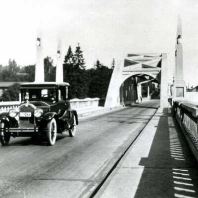 Arch Bridge at Oregon City-West Linn over Willamette River.