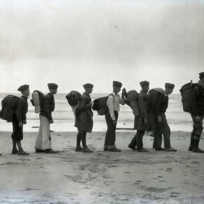 Boy Scouts on Beach Hike at Boy Scout Camp Merriwether, Oregon -Negative