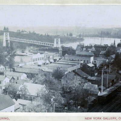 Oregon City and Suspension Bridge from the Bluff - 1896