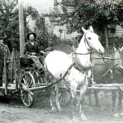 2 Men, Wagon and horse team, 1890s: Origformat: Print-Photographic