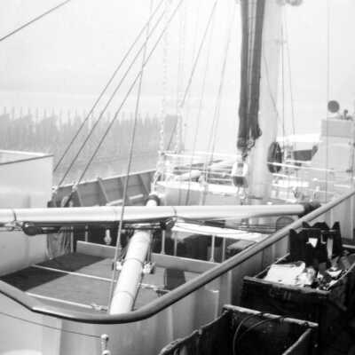 On-board the Corsair, Apr 1947.: Copyright: None; Origsize: 2"x4"; Origformat: Print-Photographic