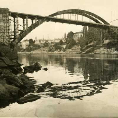 Construction on Arch Bridge, 1922.: Origsize: 8"x10"; Origformat: Print-Photographic