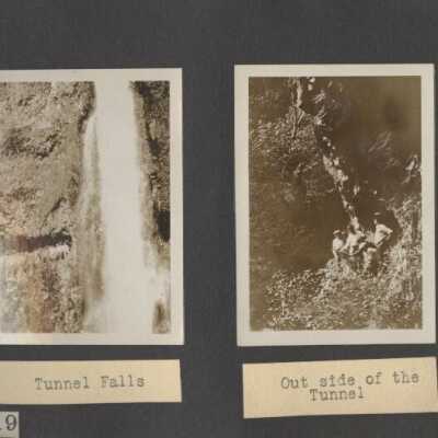 Wahtum Lake Boy Scout outing, 1926. Tunnel Falls and trail