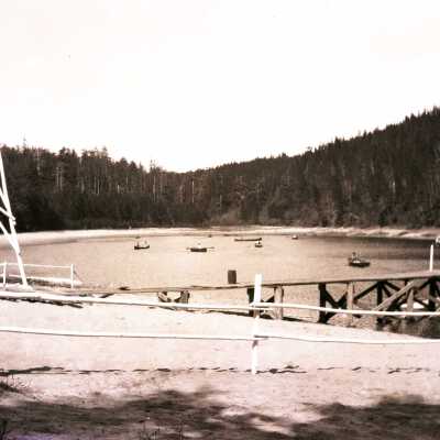 Lake and Guard Tower at Boy Scout Camp Merriwether, Oregon - Negative