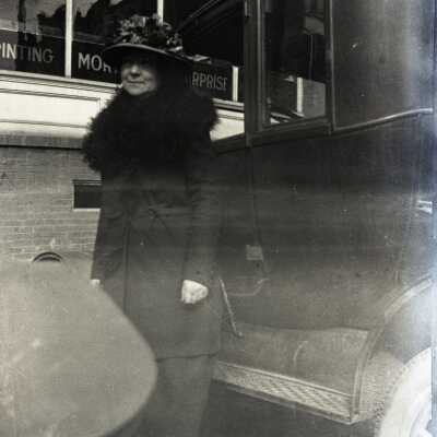 Oregon City Territorial Days - Nan Cochran in Front of Morning Enterprise Office